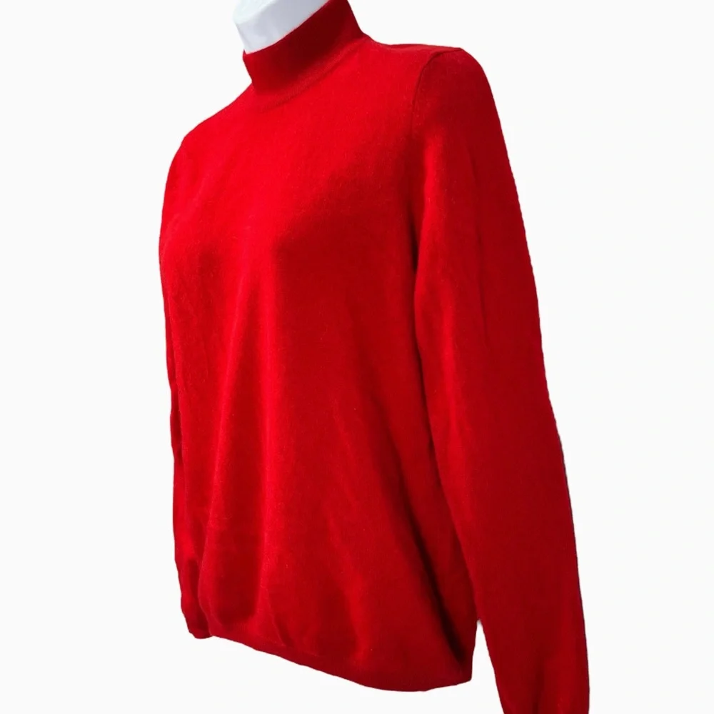 Charter Club 100% Cashmere Red Turtleneck Pullover Sweater Women ‎ Petite Medium
